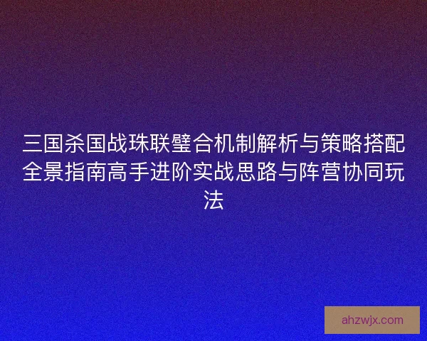 三国杀国战珠联璧合机制解析与策略搭配全景指南高手进阶实战思路与阵营协同玩法